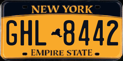 NY license plate GHL8442