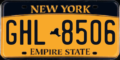NY license plate GHL8506