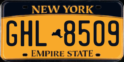 NY license plate GHL8509