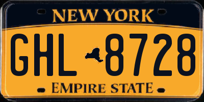 NY license plate GHL8728