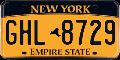NY license plate GHL8729