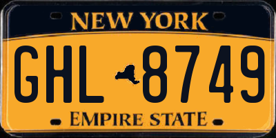 NY license plate GHL8749