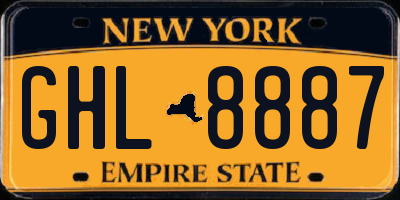 NY license plate GHL8887