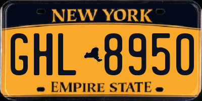 NY license plate GHL8950