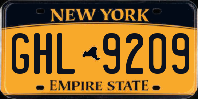 NY license plate GHL9209