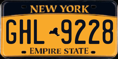 NY license plate GHL9228