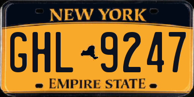 NY license plate GHL9247