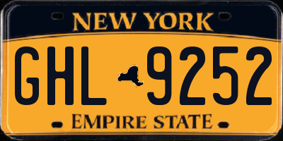 NY license plate GHL9252