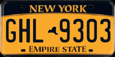 NY license plate GHL9303