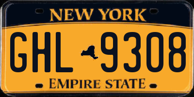 NY license plate GHL9308