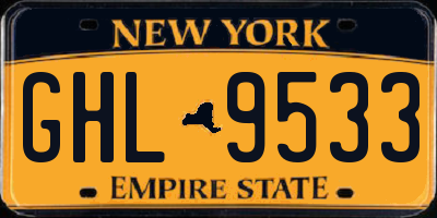 NY license plate GHL9533