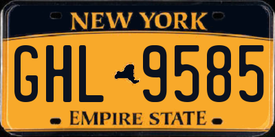 NY license plate GHL9585