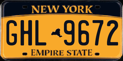 NY license plate GHL9672