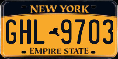NY license plate GHL9703
