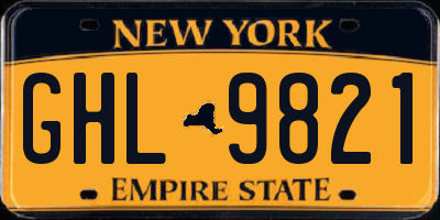 NY license plate GHL9821