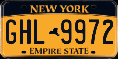NY license plate GHL9972