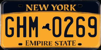 NY license plate GHM0269