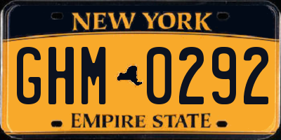 NY license plate GHM0292