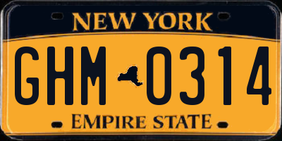 NY license plate GHM0314