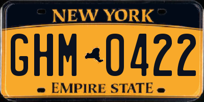 NY license plate GHM0422