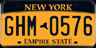 NY license plate GHM0576
