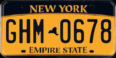 NY license plate GHM0678