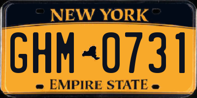 NY license plate GHM0731