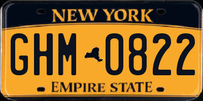 NY license plate GHM0822