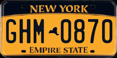 NY license plate GHM0870