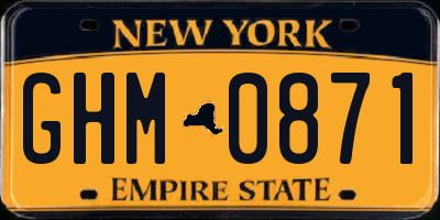 NY license plate GHM0871