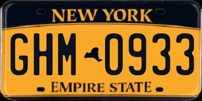 NY license plate GHM0933