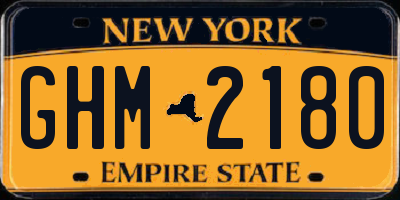 NY license plate GHM2180