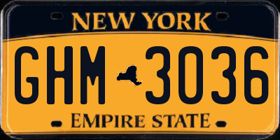 NY license plate GHM3036