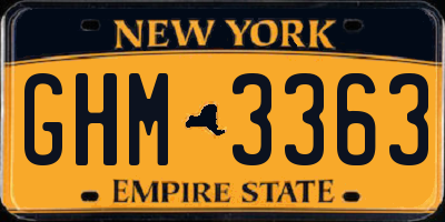 NY license plate GHM3363