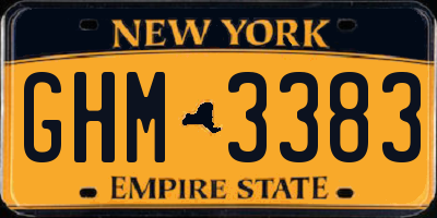 NY license plate GHM3383