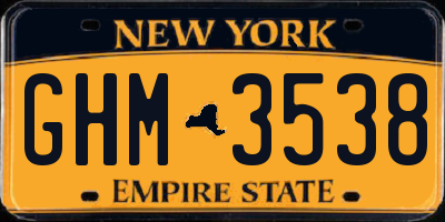 NY license plate GHM3538