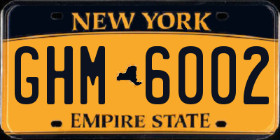 NY license plate GHM6002