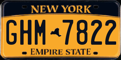 NY license plate GHM7822