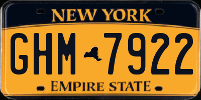 NY license plate GHM7922