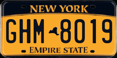 NY license plate GHM8019