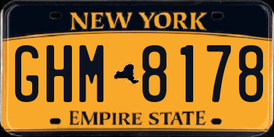 NY license plate GHM8178