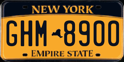 NY license plate GHM8900
