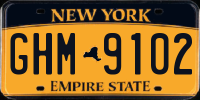 NY license plate GHM9102