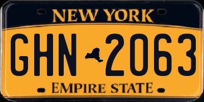 NY license plate GHN2063