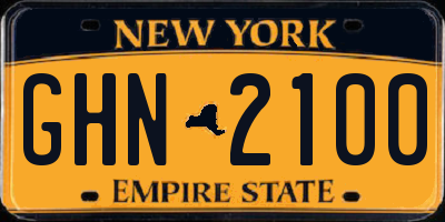 NY license plate GHN2100