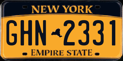NY license plate GHN2331
