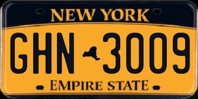 NY license plate GHN3009