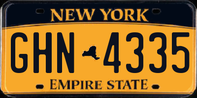NY license plate GHN4335