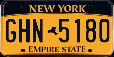 NY license plate GHN5180