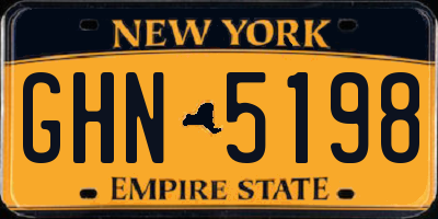 NY license plate GHN5198